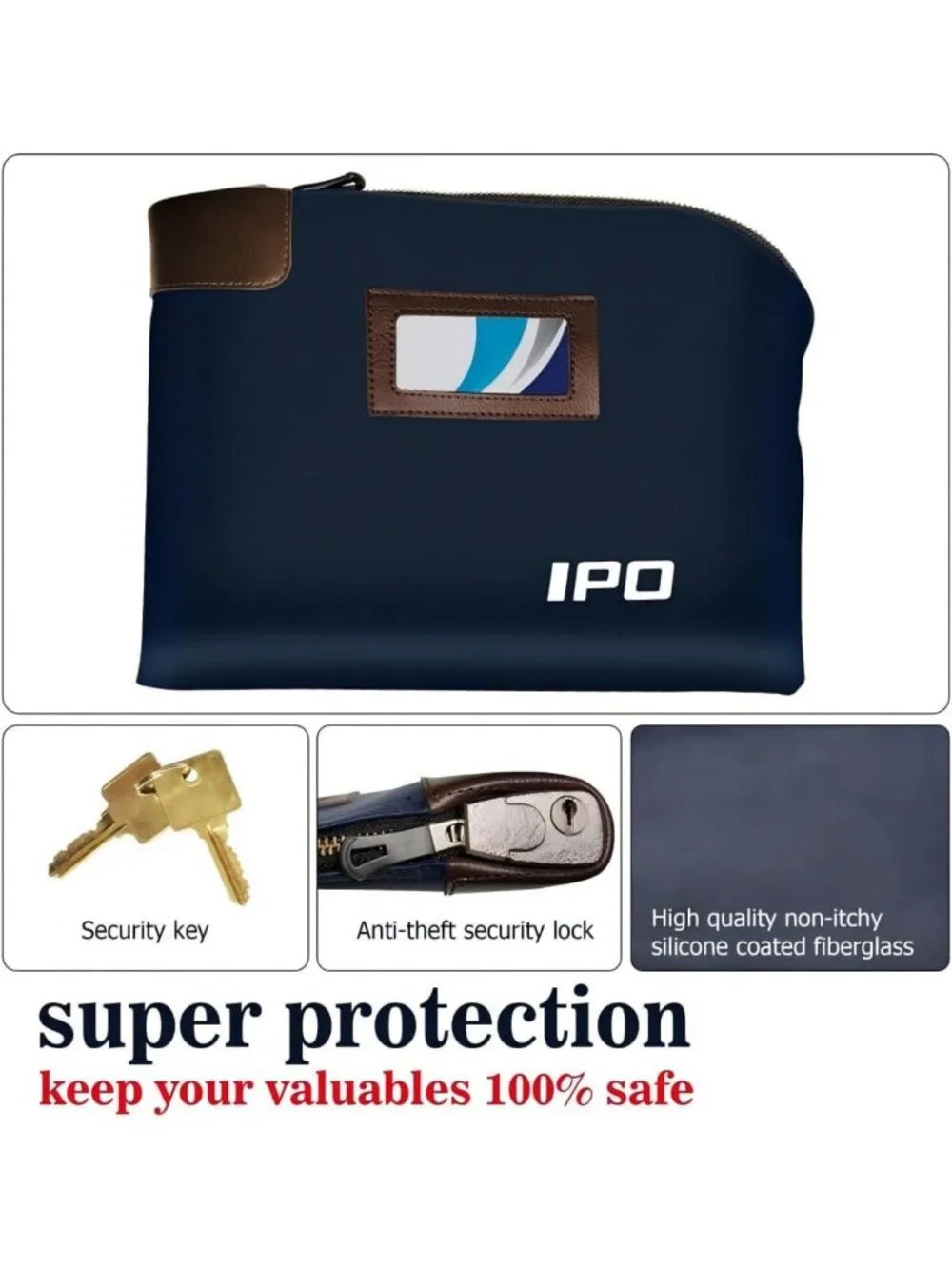 Waterproof Cash Bag with Lock & Keys, Durable Canvas Zipper Pouch for Money